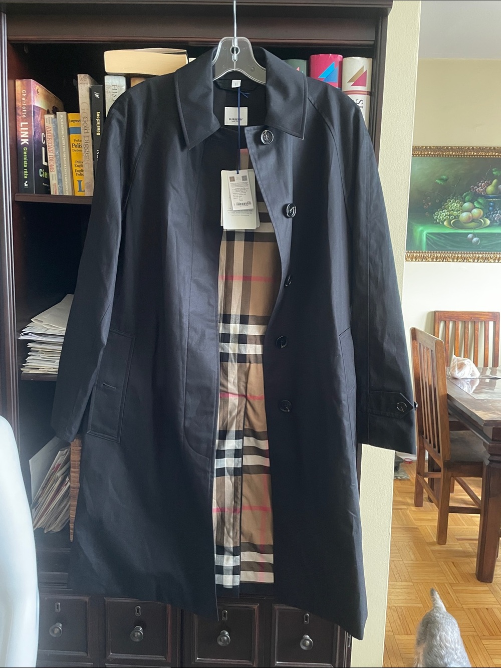 Burberry Black Trench Coat with Signature Check Lining Size 2